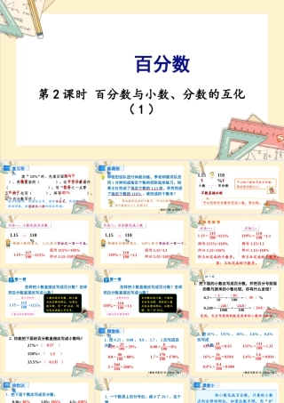苏教版六年级上册数学-2024-2025学年度-6.2百分数与小数、分数的互化（1） 教学课件