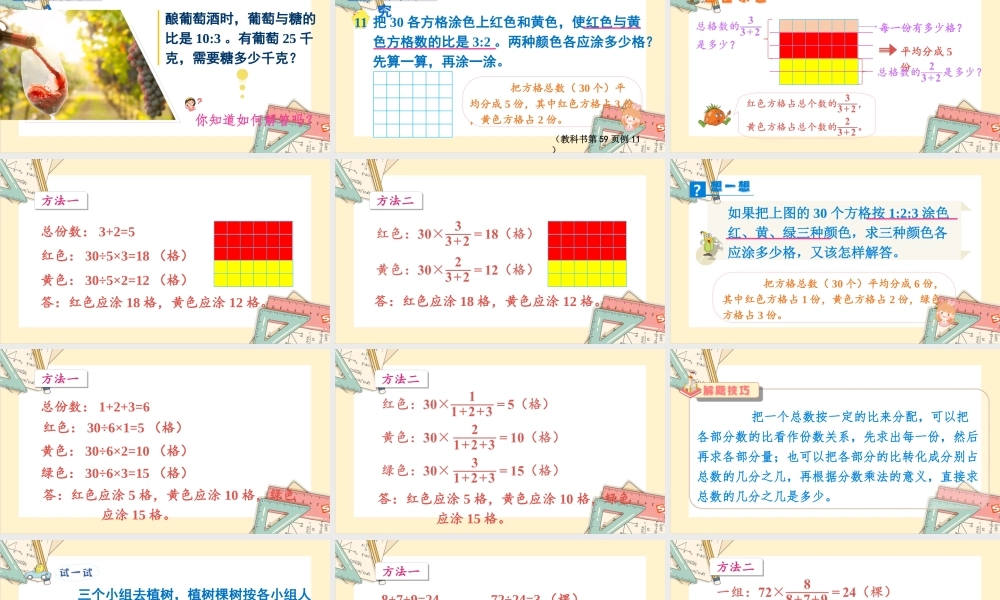 苏教版六年级上册数学-2024-2025学年度-3.8比的应用 教学课件