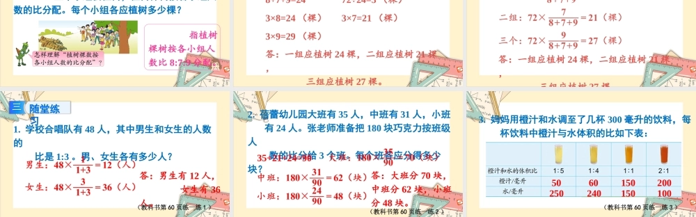 苏教版六年级上册数学-2024-2025学年度-3.8比的应用 教学课件