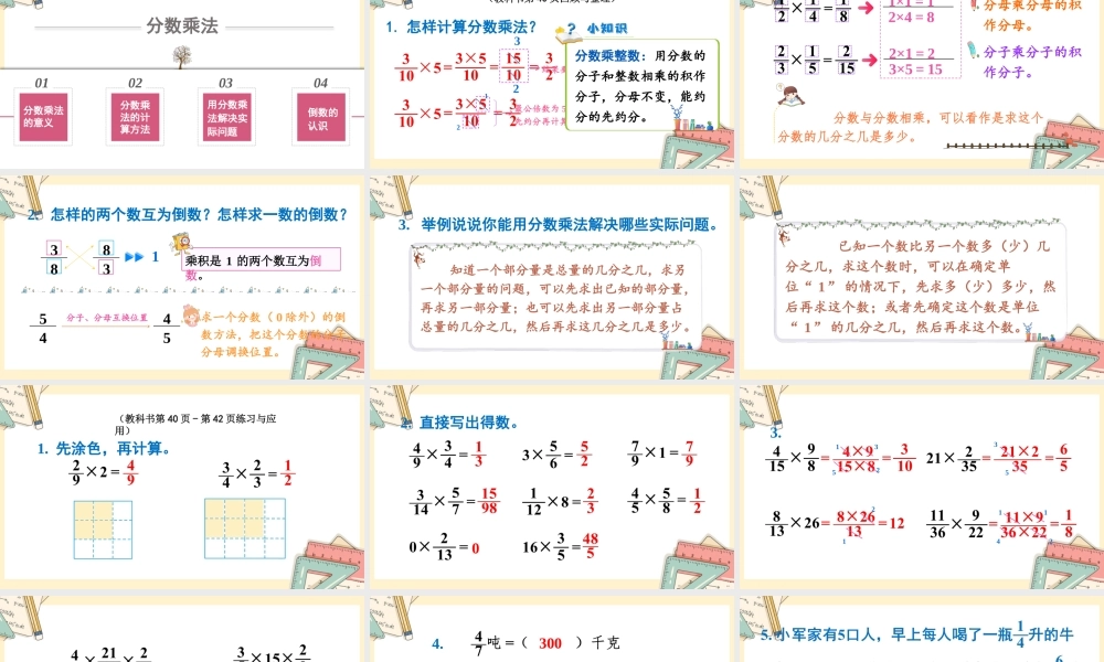 苏教版六年级上册数学-2024-2025学年度-第二单元-整理与练习 教学课件