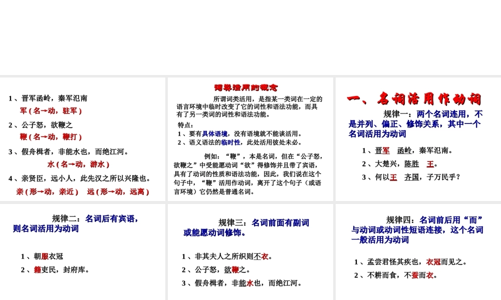 东莞市高考冲刺会资料 词类活用通假字古今异义