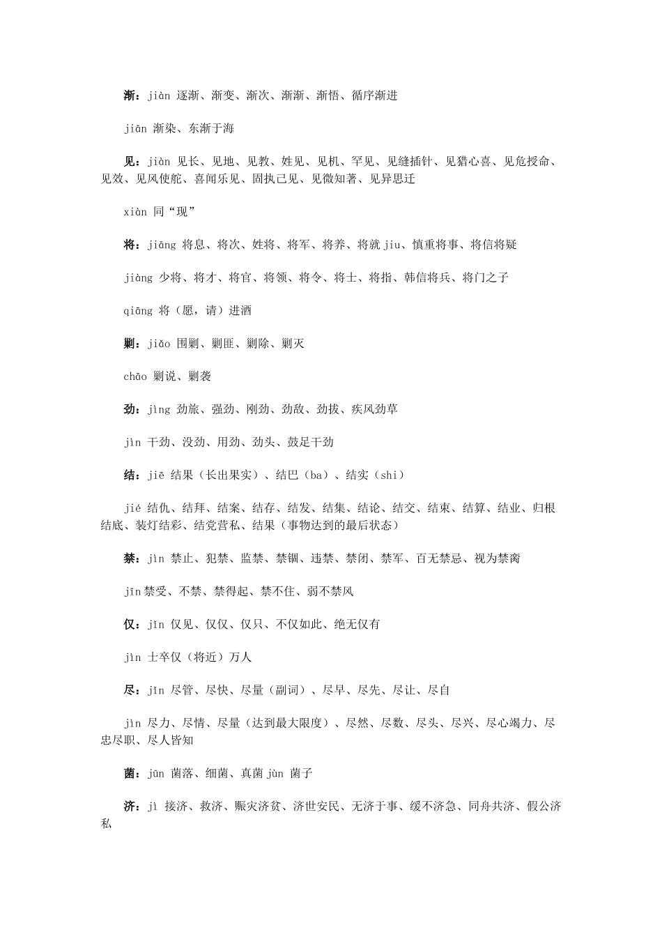 高考复习专题：高考考点 常见多音多义字jl_第2页