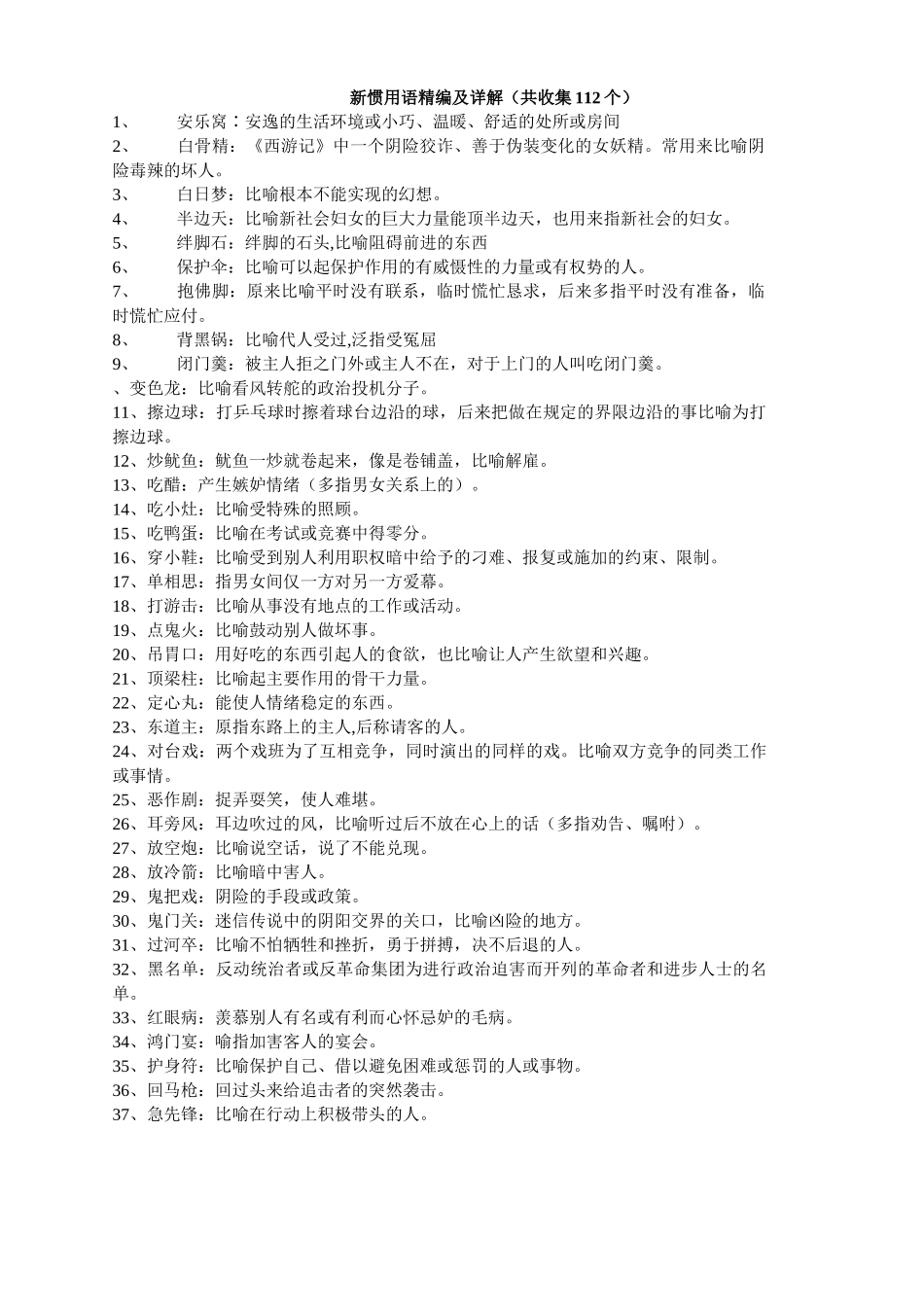 惯用语精编及详解（共收集2个）_第1页