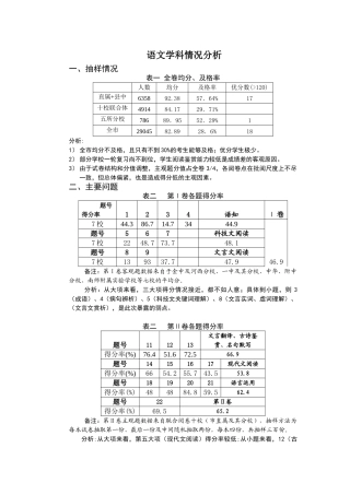 南京市高三第一次质量检测语文学科情况分析