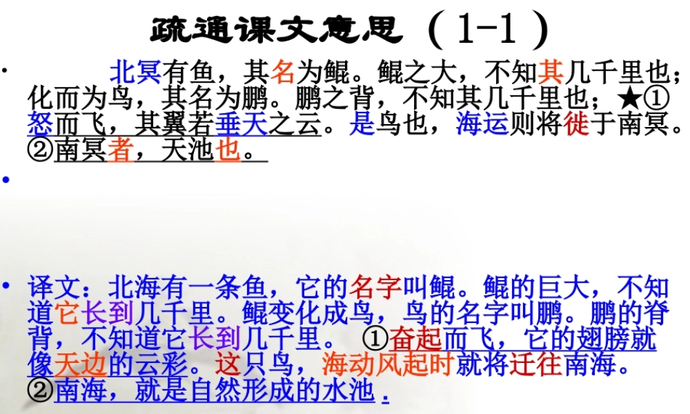 逍遥游疏通课文意思
