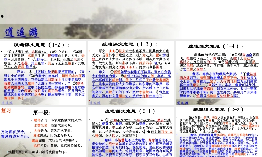 逍遥游疏通课文意思