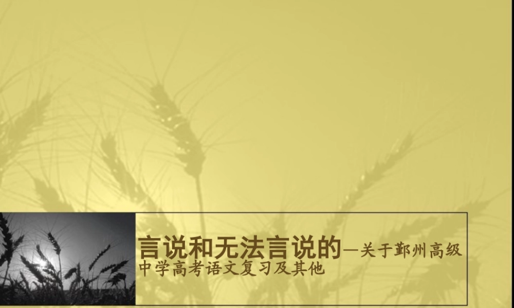 言说和无法言说的—关于鄞州高级中学高考语文复习及其他