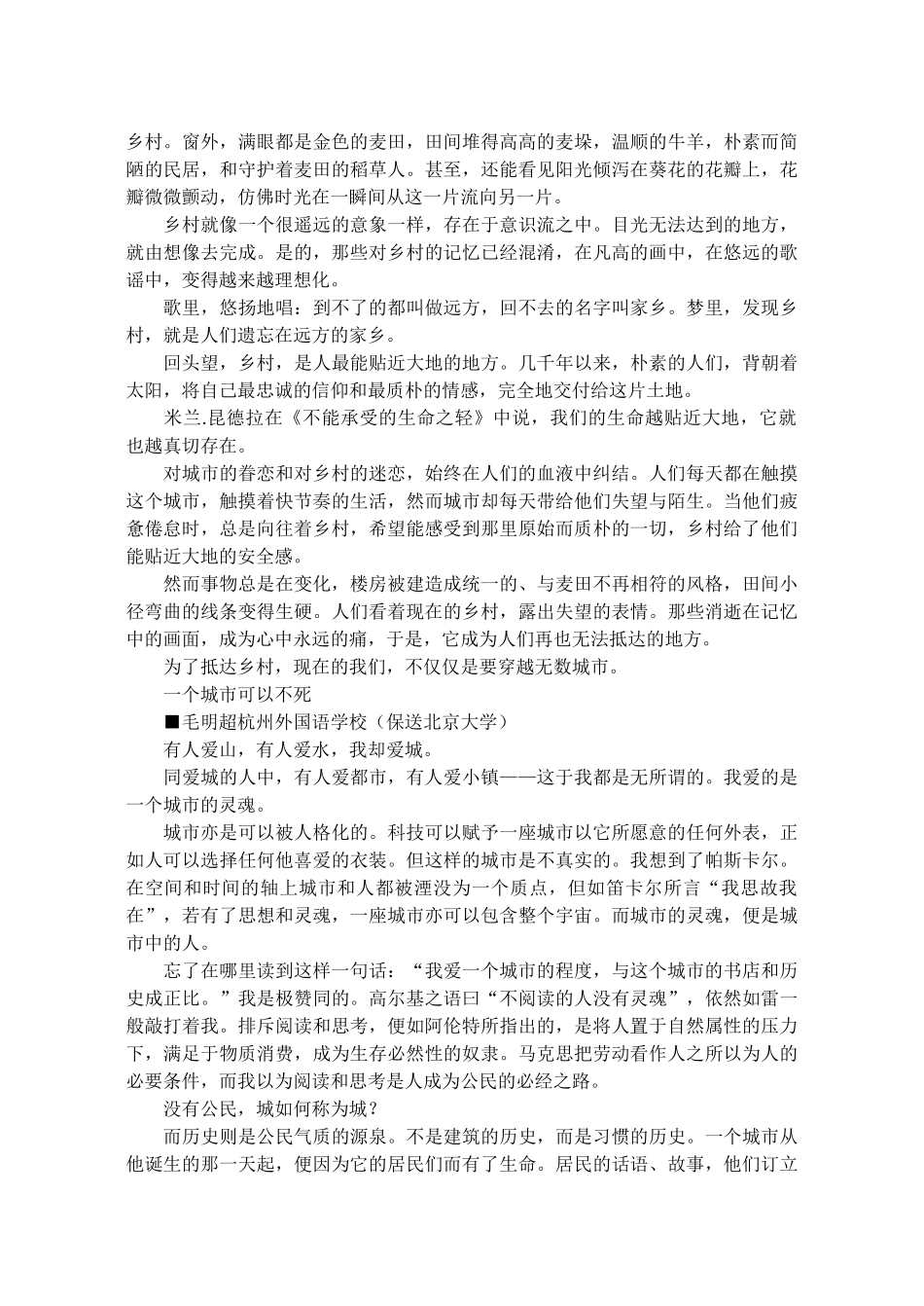 浙江省高考优秀作文4篇看不见的城市_第2页