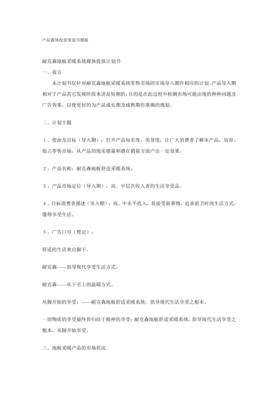 媒体投放计划书_第1页