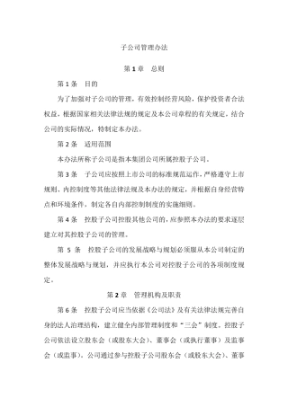 子公司管理办法