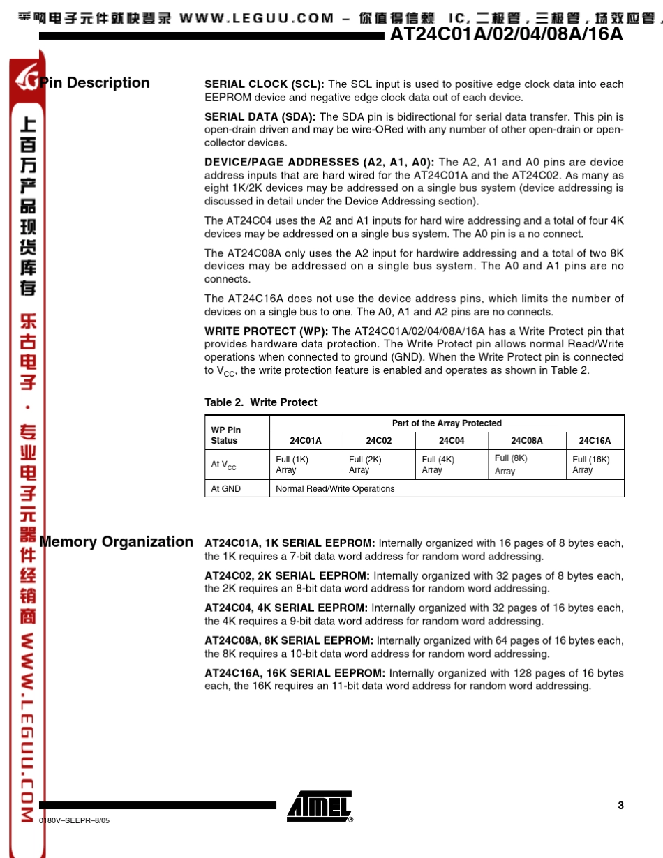 存储芯片24C02规格参数资料_第3页