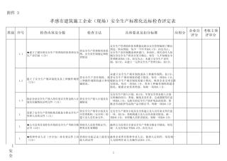 孝感市建筑施工企业(现场)安全生产标准化达标检查评定表