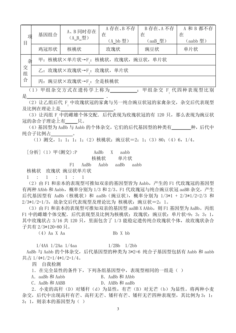 孟德尔豌豆杂交实验二知识点_第3页