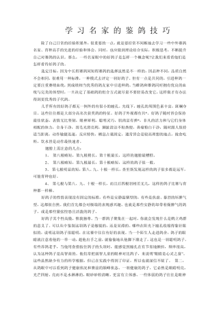 学习名家的鉴鸽技巧