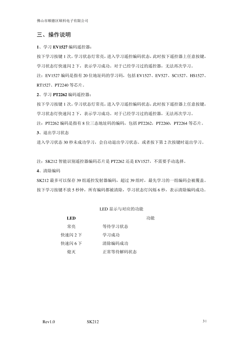 学习型无线解码芯片SK212(SK202升级版)代替PT2272,可解码PT2262和EV1527_第3页