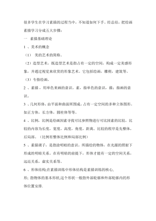 学习素描应该掌握的五大步骤