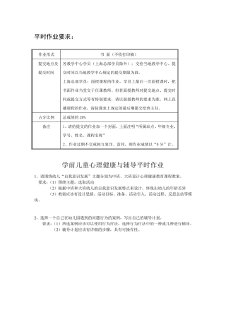 学前儿童心理健康与辅导平时作业