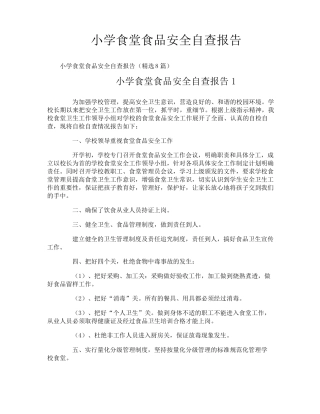 小学食堂食品安全自查报告