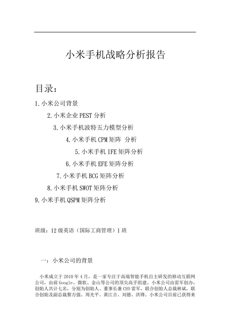 小米企业战略分析_第1页