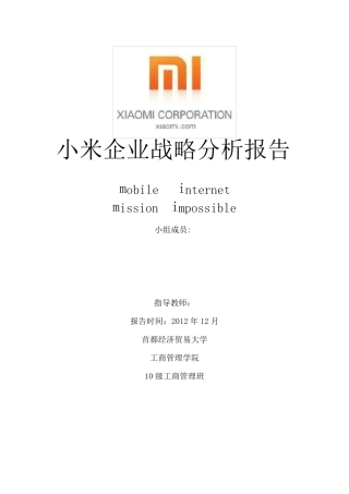 小米企业战略分析报告