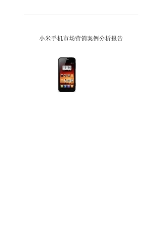小米手机案例分析报告