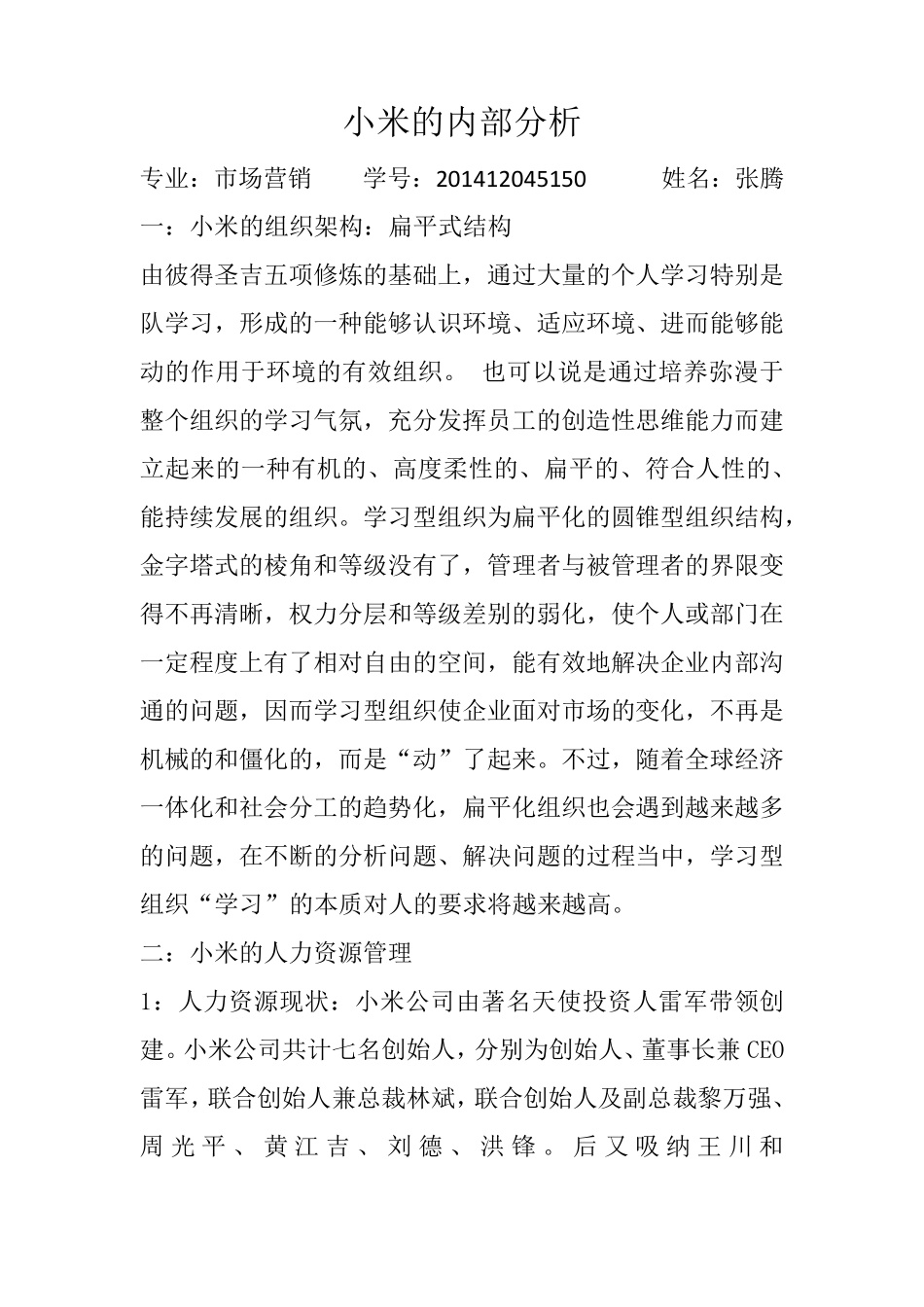 小米的内部分析_第1页