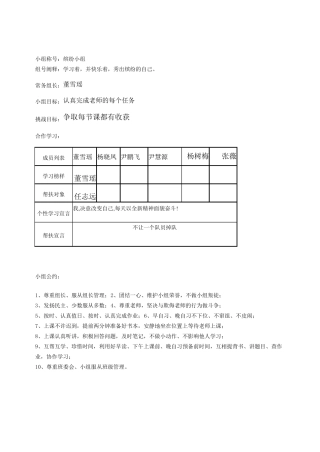 小组合作学习组名口号目标组训1.3