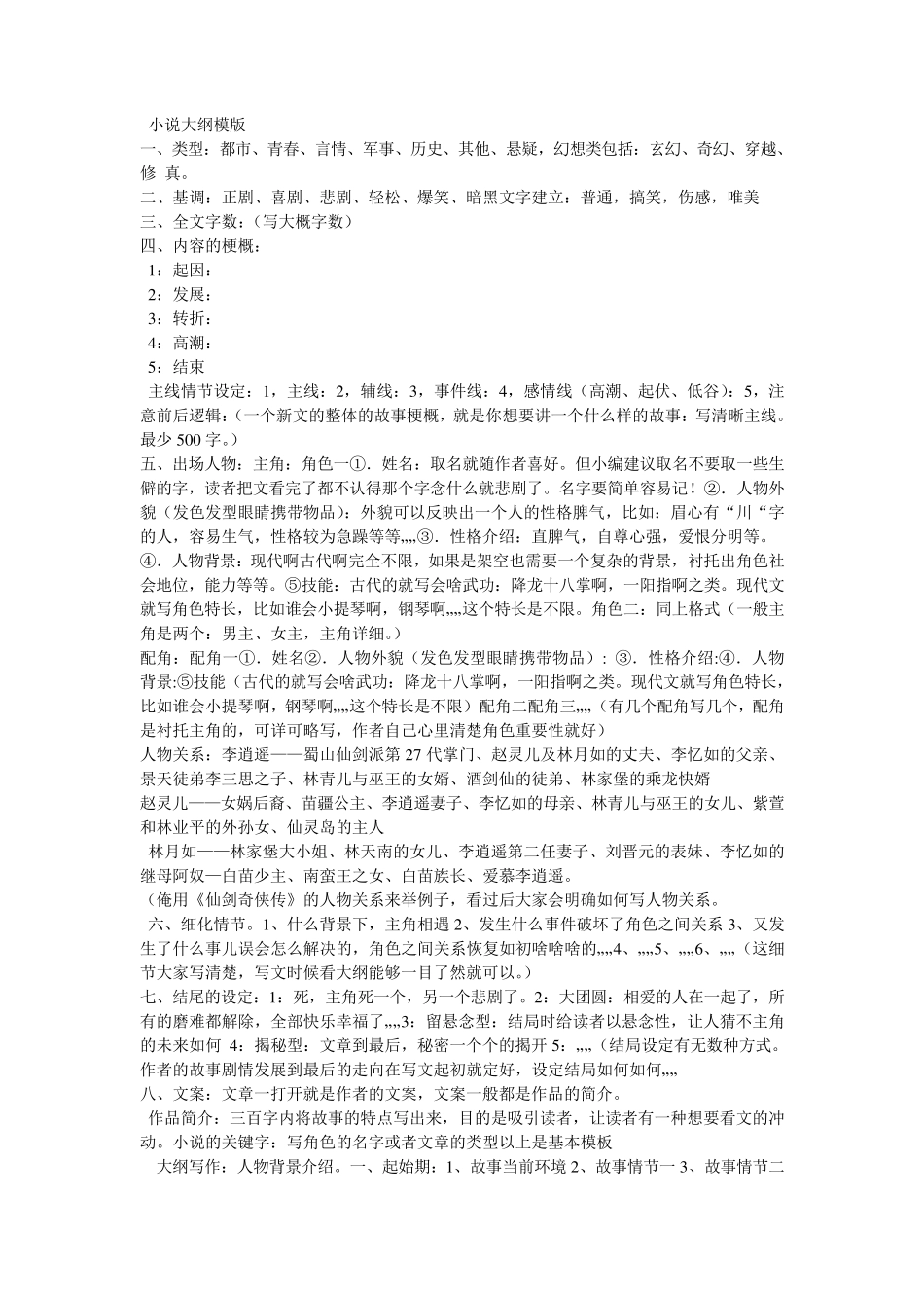 小说大纲模版_第1页