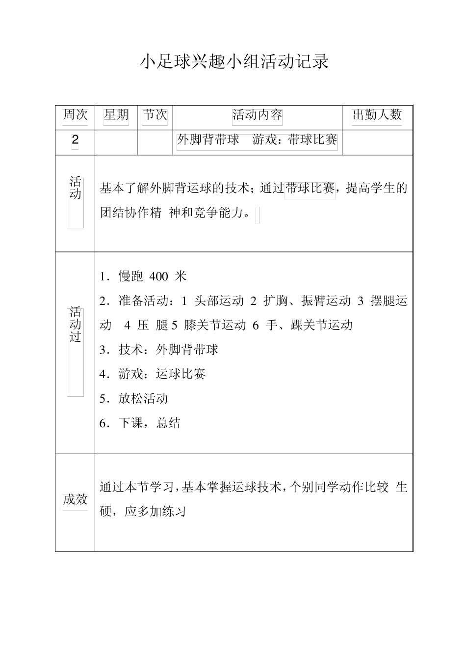 小足球兴趣小组活动记录_第1页