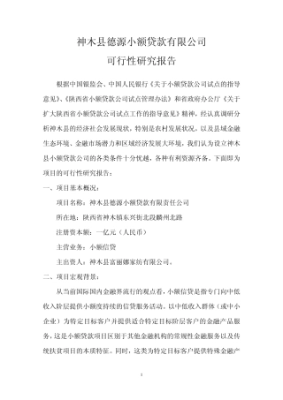 小额贷款可行性报告