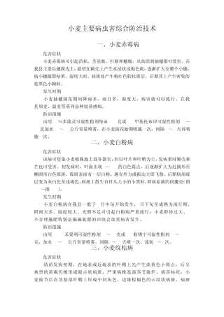 小麦主要病虫害防治