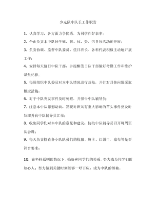 少先队中队长工作职责