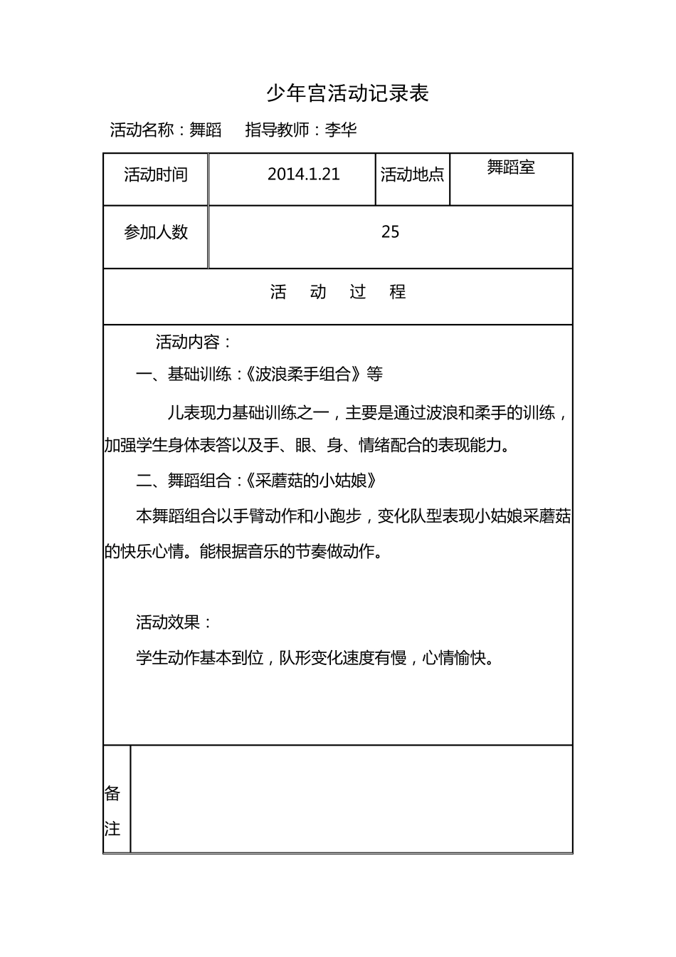 少年宫舞蹈室活动记录_第1页