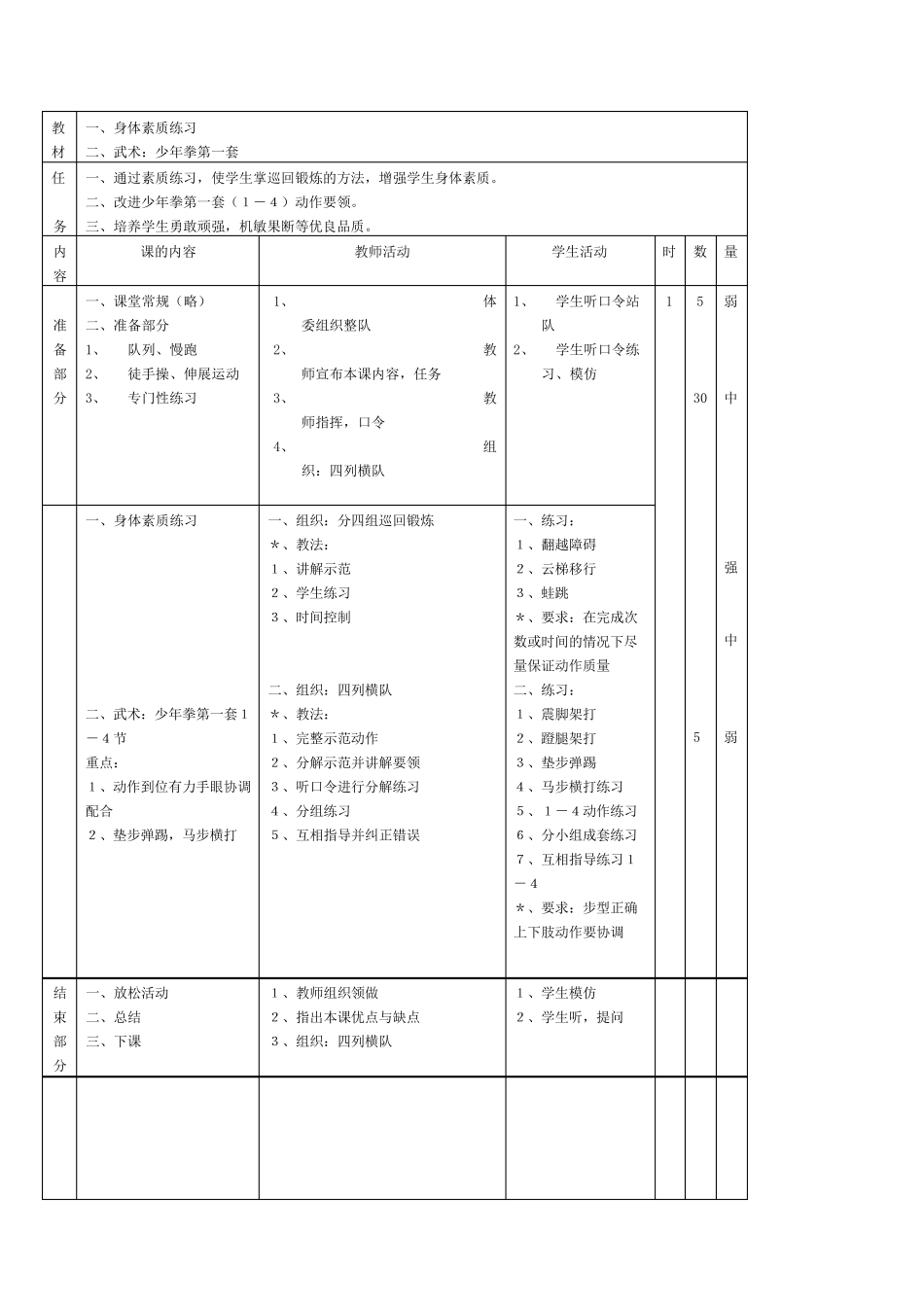 少年拳第一套的教学设计及教案_第3页