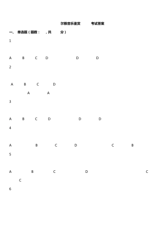 尔雅音乐鉴赏2016考试答案