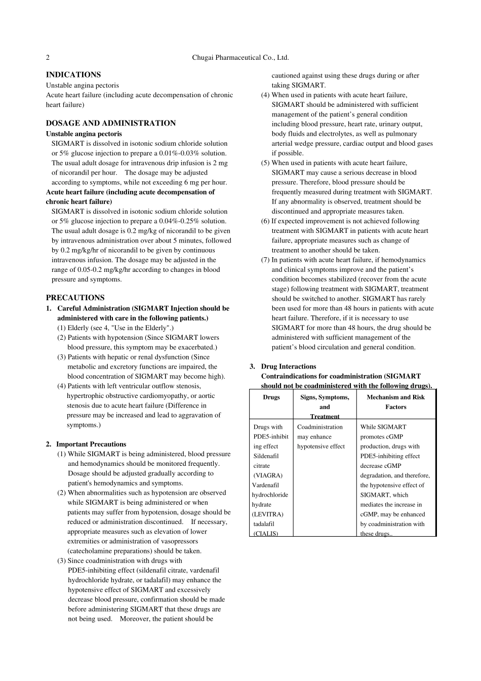 尼可地尔注射液药品说明书(英文)_第2页