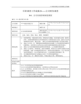 尽职调查工作底稿3—公司财务调查