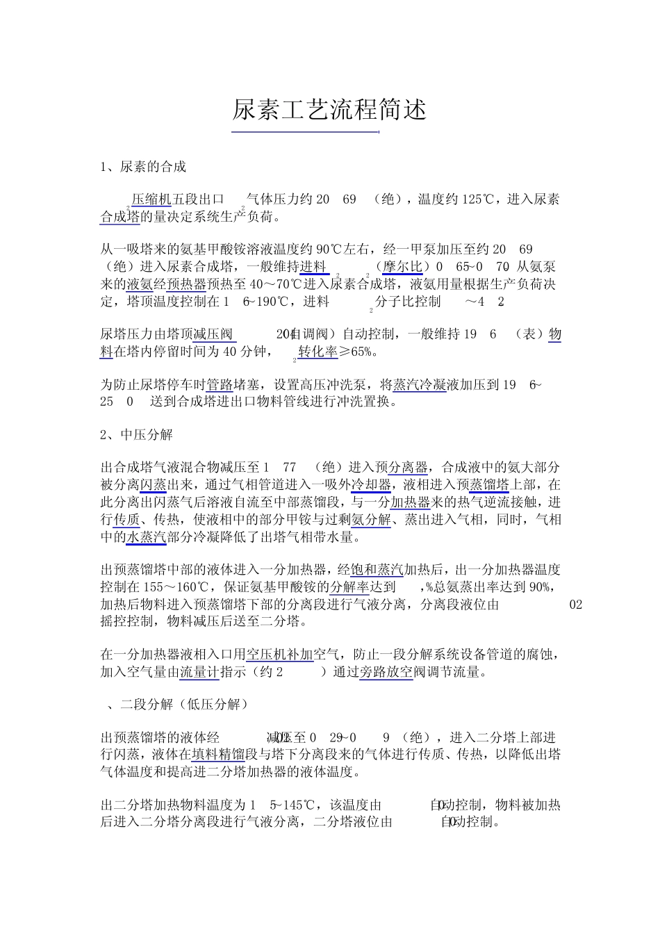 尿素工艺流程简述_第1页