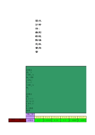 层次分析法、权重向量的确定