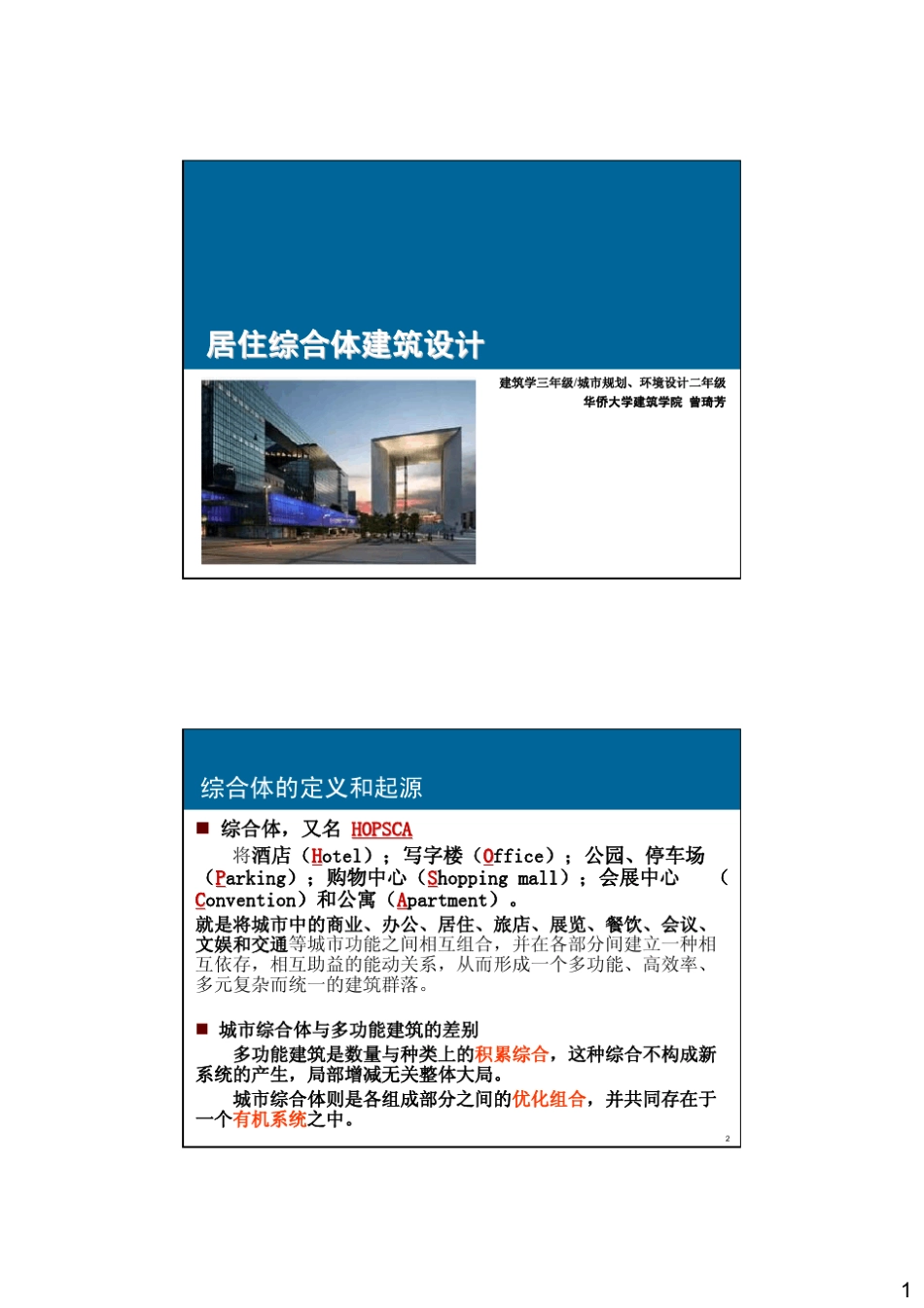 居住建筑设计原理E第五讲——居住综合体设计_第1页