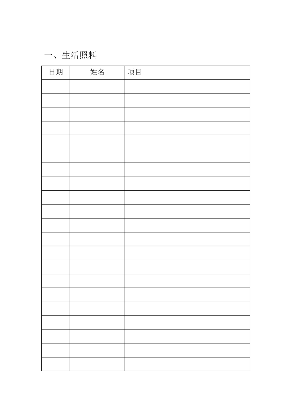 居家养老日间照料中心服务项目台账_第3页