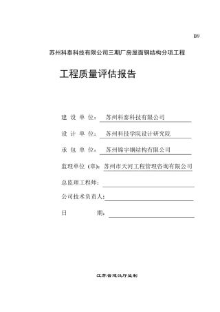 屋面钢结构评估报告