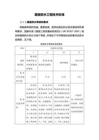 屋面防水工程技术标准