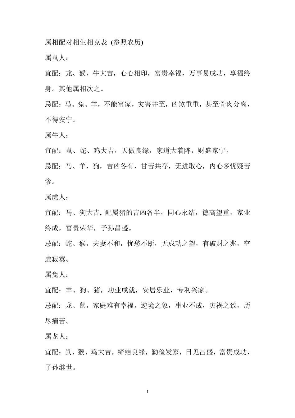 属相配对相生相克表_第1页