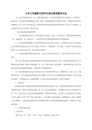 山东大学综合素质测评办法(权威版)