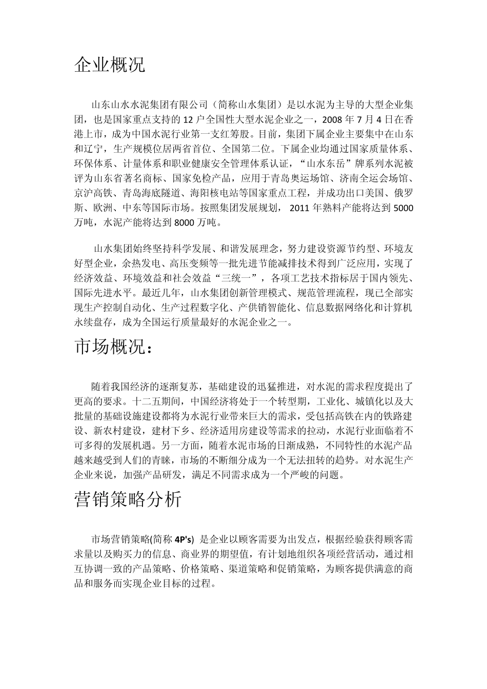 山东山水水泥营销策略分析_第2页