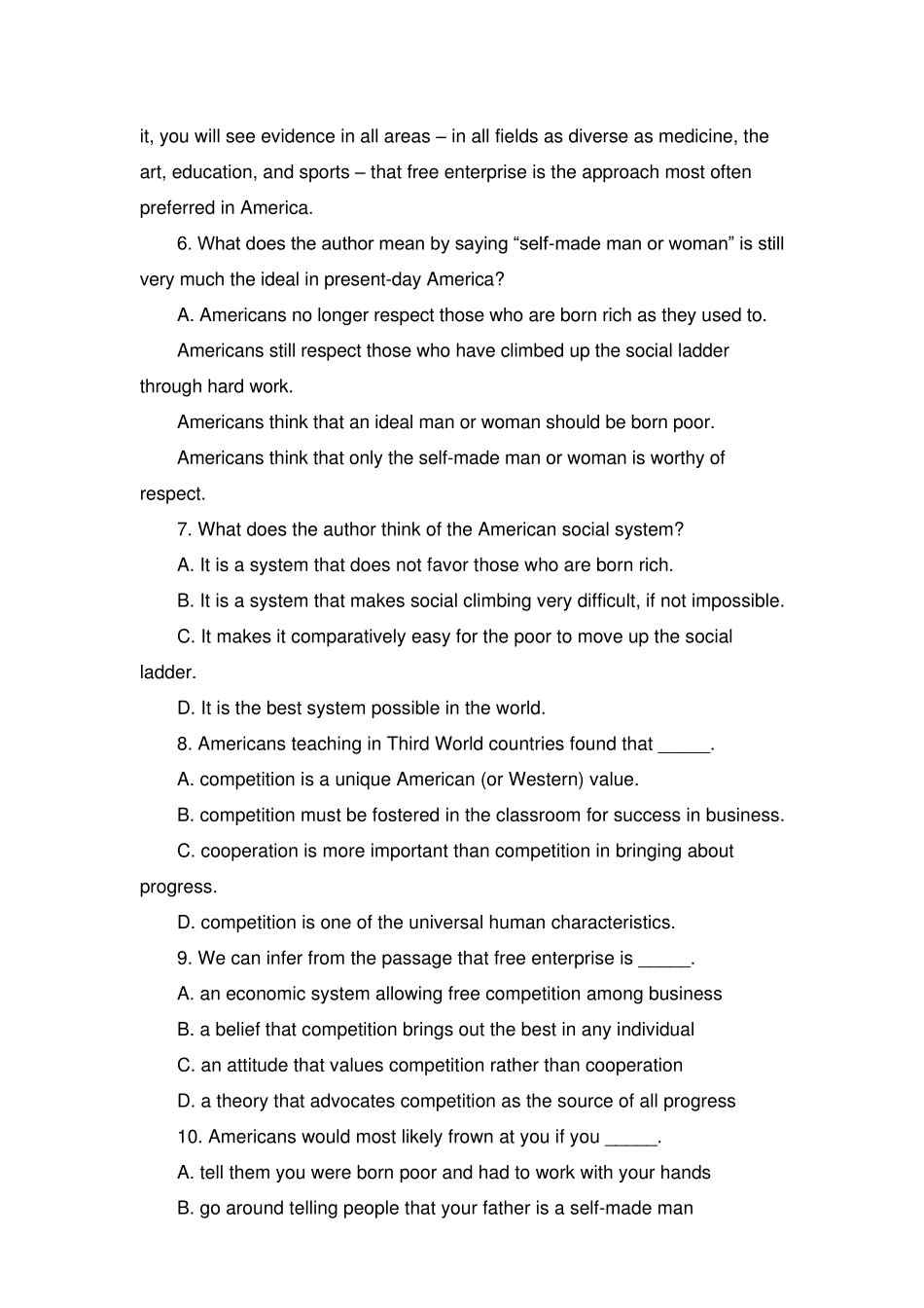 山东成人学士学位英语考试试题及答案1_第3页