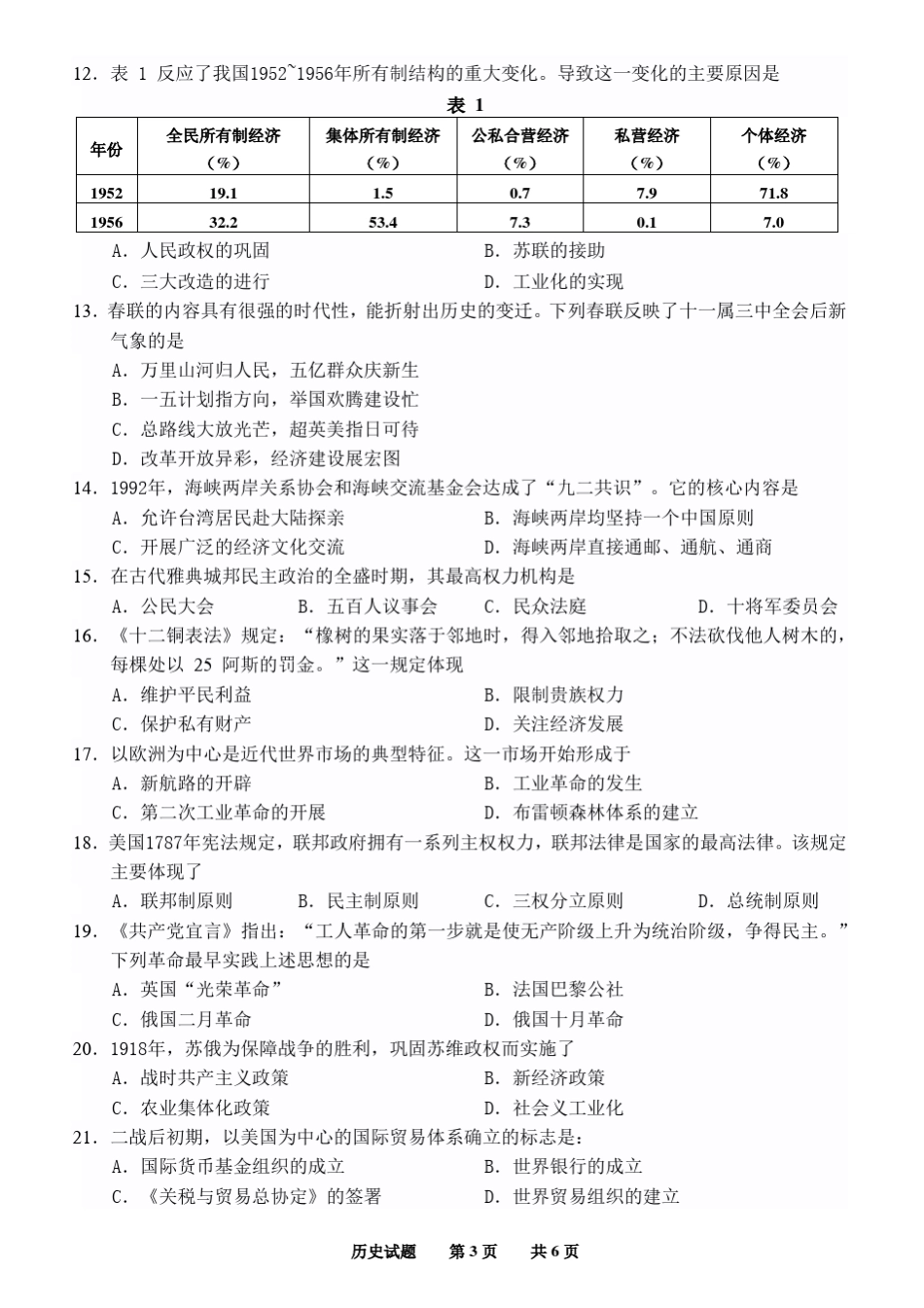 山东省2018年夏季普通高中合格考试_第3页