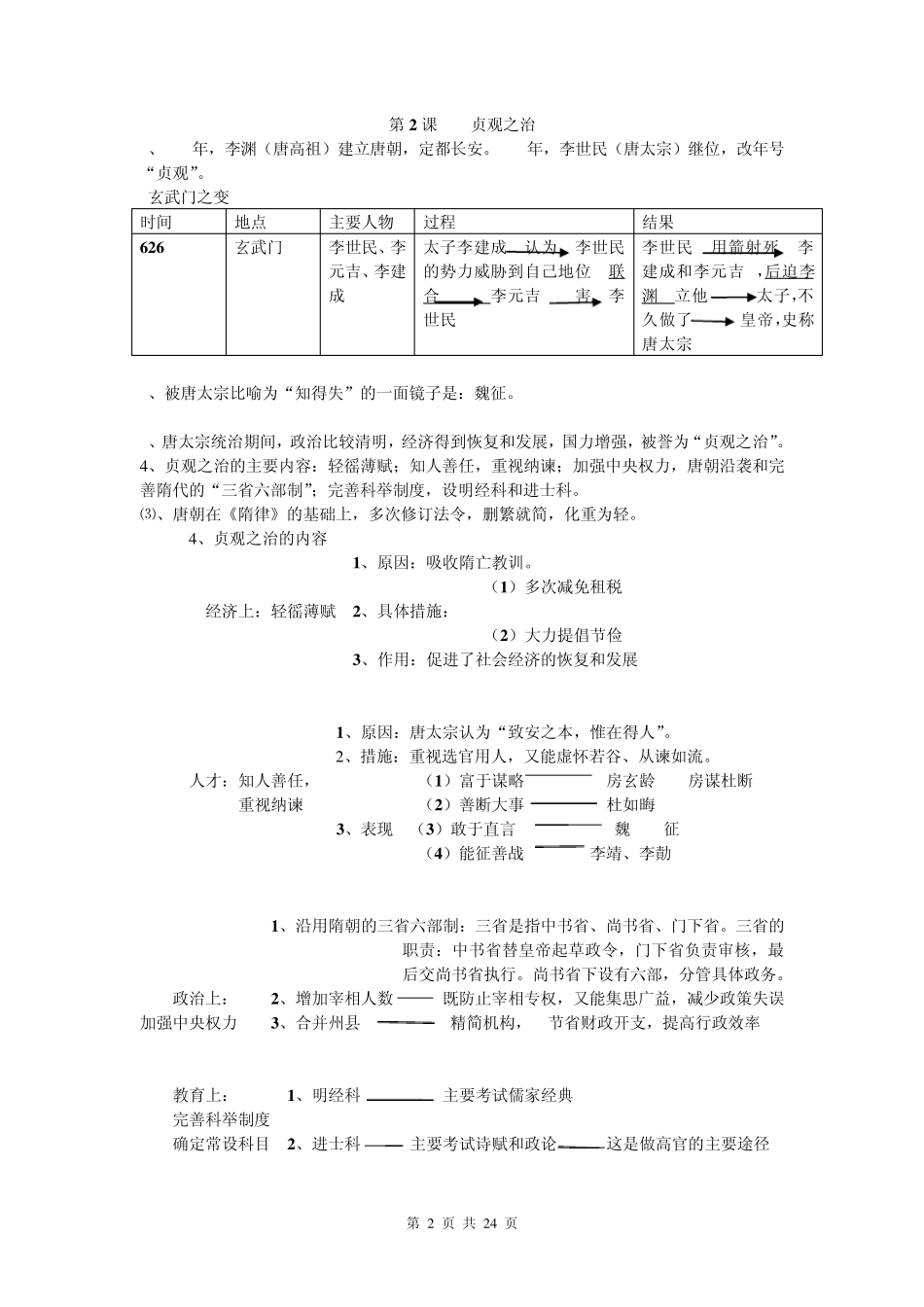 岳麓版七年级历史下册复习资料(综合)_第2页