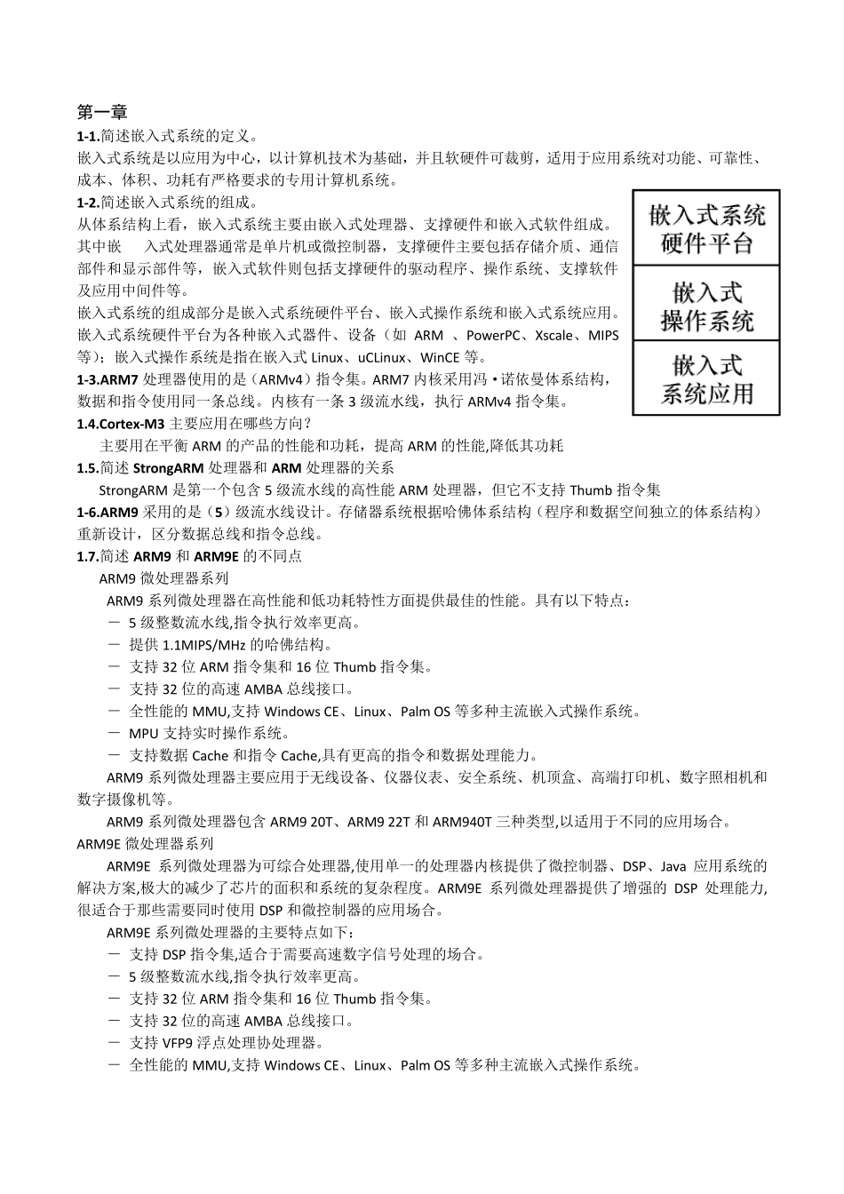 嵌入式(刘洪涛、孙天泽)人民邮电出版社_课后习题答案and复习重点_第1页